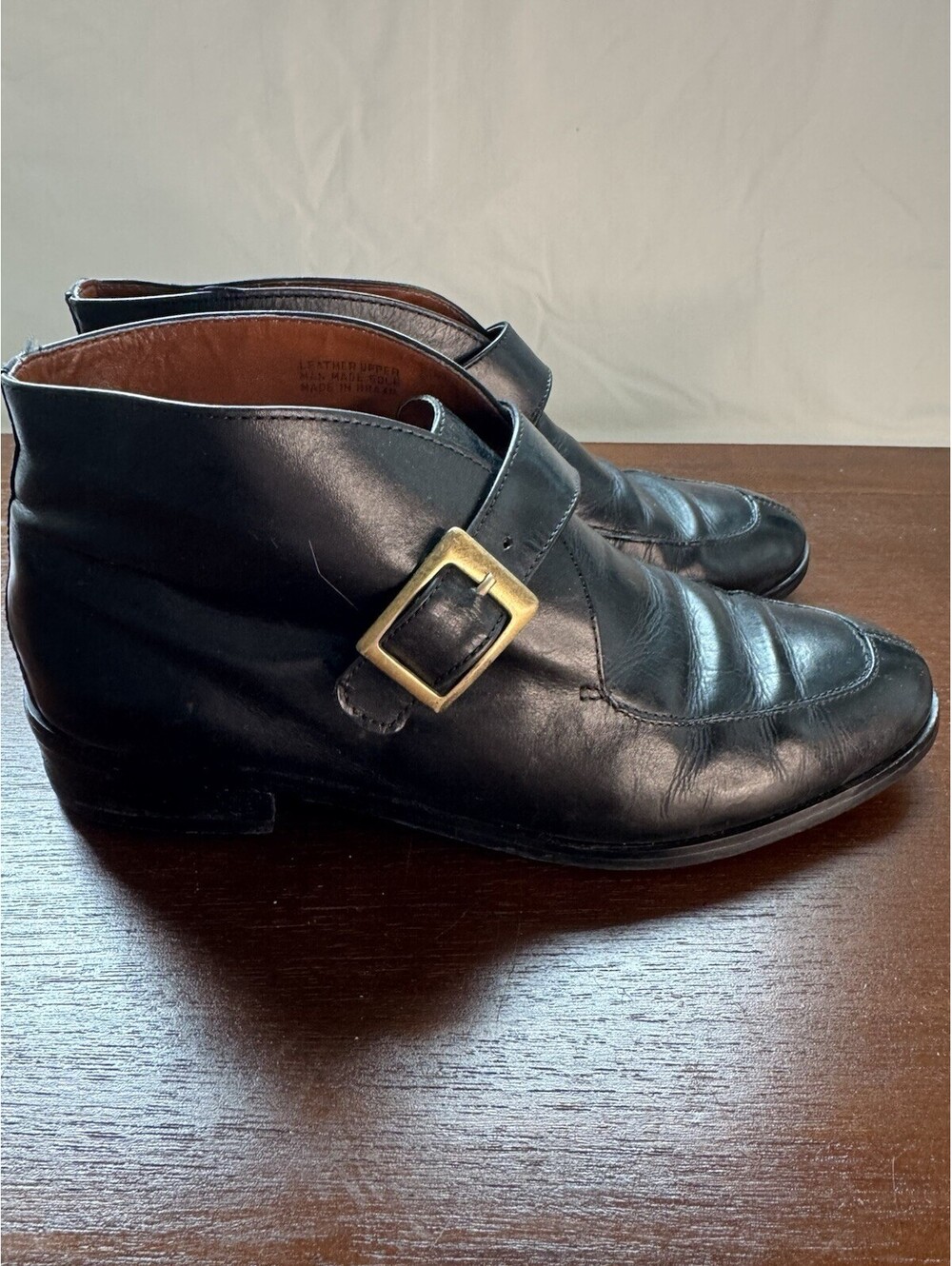 Vintage Etienne Aigner Leather Monk Strap Ankle Boots Buckle Round Toe 8-8.5